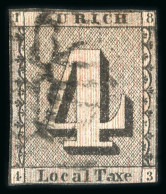 Delcampe - Fälschung Eines Probedrucks Der Zürich 4 Von Hans Hänseler Und Fälschung Eines Probedrucks Der Zürich 6, Je Mit Attest H - 1843-1852 Poste Federali E Cantonali