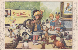 916/ 2x Reclamekaart Pflanzenbutter, Wagner & Co. Elmshorn Echte Wagner, Honden, Teckel, 1927 - Werbepostkarten