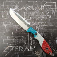 Honeycomb -006- Bleu Blanc Rouge Couteau De Chasse KAKLAR Ad Unum - Armi Bianche