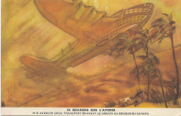 Cpa Publicité Byrrh, Regards Sur L'avenir, Avion De Gros Transport Bravant Le Simoun Au- Dessus Du Sahara - Werbepostkarten
