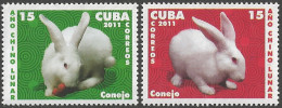 C - The Lunar Horoscope - Year Of The Rabbit, Set Of 2 Stamps, MINT, 2011 - Rabbits