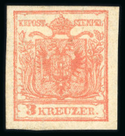 1850 3Kr Rot HP - Unused Stamps