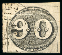 1843 Bull's Eyes 90r Early Impression Two Paper Folds Used - Used Stamps