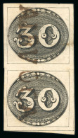 1843 Bull's Eyes 30r Early Impression Pair Used Airuoca - Used Stamps
