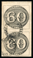1843 Bulls Eyes 60r Early Impression Vertical Pair Used Bahia - Used Stamps