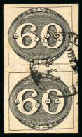 Bahia: 1843 Bul's Eyes 60r Early Impression Used Vertical Pair Bahia - Used Stamps