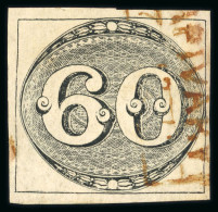Capivary: 1843 Bull's Eyes 60r Intermediate Impression Used Red Framed Ds - Used Stamps