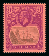 1922-37 Mult Crown CA £1 Grey And Purple On Red Mint - Saint Helena Island