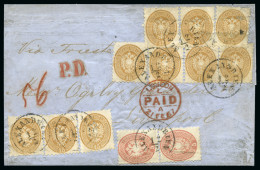 1867 (12.2) Cover From Alexandria To England With Austrian Levant 1864 Arms Perf. 9 1/2 5 S. Red Vertical Pair And 15 S. - Prephilately