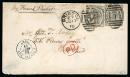 1875 (17.6) Envelope From Bristol, England Addressed To The "SS Fleurs Castle" In Port Said - Prephilately