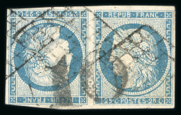 Delcampe - 1849, Cérès Y&T N°4 25c Bleu En Paire Tête-bêche Oblitérée - 1849-1850 Ceres