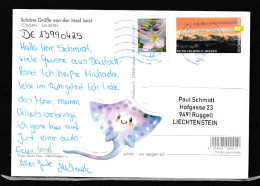 DEUTSCHLAND / GERMANY (Insel Juist): Multifranked Postcard 2023 To Liechtenstein  (7 - Brieven En Documenten