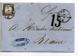Regno Di Sardegna - Lettera 15 Gennaio 1861 - Sass. 15 Ca Azzurro Chiaro C. 20 - Da Milano Per Udine - "15" - Sardinia