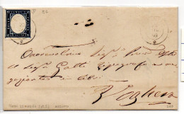 Regno Di Sardegna - Lettera 22 Marzo 1860 - Sass. 15 C Azzurro C. 20 - Da Varzi Per Voghera - Sardinia