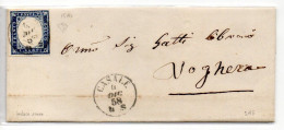 Regno Di Sardegna - Lettera 14 Dicembre 1858 - 15 Ac Indaco Scuro C. 20 - Da Casale ( Monferrato ) Per Voghera - Sardinia
