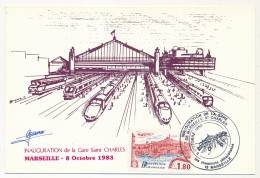 Delcampe - FRANCE - Cachet " Inauguration De La Gare St Charles" Marseille 8/10/1983 - CPM TGV - Affr 1,80 Marseille - Trains