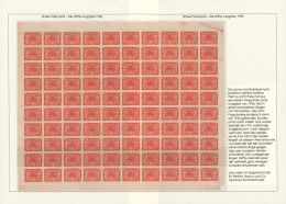 Nepal: 1935 Third Shree Pashupati Issue 8p. Red, COMPLETE SHEET Of 100, Unused W - Nepal