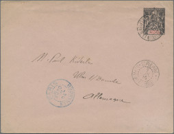 St. Pierre Et Miquelon: 1894, Stationery Envelope 25c. Black On Pink Used From " - Other & Unclassified