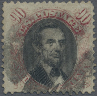 United States: 1869 'Lincoln' 90c. Black & Carmine, With Grill, Used With Black - Used Stamps
