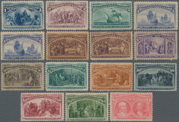 United States: 1893 Columbus Set Of 15 Mint Stamps Incl. 50c, $2, $3 And $4, Alm - Unused Stamps
