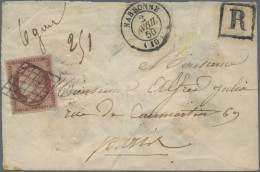 France: 1849/1850, 1 Fr Carmine, Full Margins, Tied By Grid Cancel, Single Frank - Covers & Documents