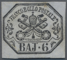 Italian States - Papal State: 1864 6 Baj. Lilac-grey, Mint Hinged, With Complete - Papal States