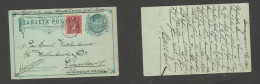 Delcampe - CHILE - Stationery. 1894 (2 June) Concepcion - Germany, Dusseldorf Por Galicia Via Magallanes - Lisboa. 1c Green Stat Ca - Chile