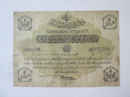 Rare! Turquie/Turkey-Ottoman Empire 5 Piastres 1916(1332) Used Banknote See Pictures - Türkei
