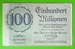 ALLEMAGNE / STADT FREITAL / 100.000.000 MARK / 24 SEPTEMBRE 1923 - Unclassified