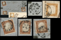 ● 1863 SARDEGNA  ֎ 10 Cent. (x 4) ֎ PIEGO LETTERA ● Senza Testo ● Da  LIVORNO A GENOVA + Frammento ● - Sardinia