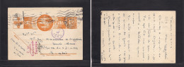 PORTUGAL - Stationery. 1943 (15 Aug) Angra, Azores. Terceira - Lisboa 30r Orange Brown Stat Card Depart Censor Led Cache - Autres & Non Classés