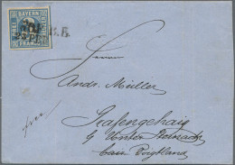 Delcampe - Bayern - Marken Und Briefe: 1858, 3 Kr. Blau, Platte 5b, Type II, Als Einzelfran - Altri & Non Classificati