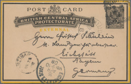 Delcampe - British Central Africa: 1908 Four Postal Stationery Cards Used From Chiromo To E - Altri & Non Classificati