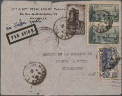 Delcampe - Guadeloupe: 1939/1942, Incoming Mail, Lot Of Twelve Commercial Covers Addressed - Storia Postale