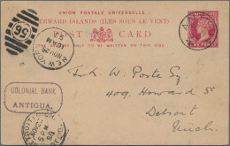 Delcampe - Leeward Islands - Postal Stationery: 1893/1901, Lot Of Eight Commercially Used S - Leeward  Islands