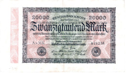 ALLEMAGNE / REICHSBANKNOTE DE 20000 MARK  BON ETAT - 20000 Mark