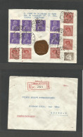 Portugal - XX. 1935 (2 July) Lisboa - Czechoslovakia, Budweis (6 July) Reverse Multifkd Registered Envelope, Including L - Other & Unclassified