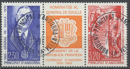 Andorre Français 1990 Y&T N°399A - Michel N°418 à 419 (o) - Général C De Gaulle - Se Tenant - Gebruikt