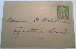 Oceanie 1901 Type Groupe, 5c Vert Jaune Entier Postal Enveloppe (EN11) Obl PAPEETE TAHITI 1908 (lettre Postal Stationery - Cartas & Documentos