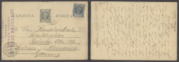 CUBA. 1898(27 Nov). Habana- Alemania (15 Dec). Periodo Interregno Tarjeta Entero Postal 1c Gris Azul Franqueo Adicional - Autres & Non Classés