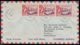 BC - Dominica. 1962 (6 April). GPO - Australia. Air Multifkd Env. 24c X 3. Horiz Strip. VF. - Other & Unclassified