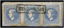 SERBIA. 1869. Third Print. Yv 20b Horiz Strip Of Three, Stline Registered Box Cancel On Piece, Pf 12. VF. - Serbie