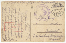 I. VH. Gaza, Képeslap, Tábori Postával, Feldpost Mil.Miss. A.O.K.4. Bélyegzéssel Budapestre - Hungary