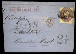 GREAT BRITAIN. 1857. Part Front Addressed To Montreal/Canada East, Franked With 6d Purple Embossed Issue (S.G.60/Sc.7) G - ...-1840 Prephilately