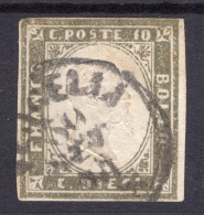 IV EMISSIONE C.10 SASS 14Cba USATO BEN MARGINATO ANNULLO A CERCHIO FIRMA BIONDI MOLTO RARO  Cv 4.500 +++ - Sardinia