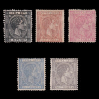 CUBA 1877. ALFONSO XII .MNG (*) EDIFIL 50-54 - Kuba (1874-1898)