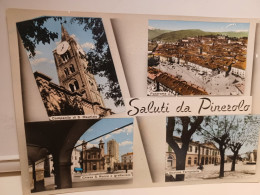 Delcampe - Cartolina Saluti Da Pinerolo Provi Torino,campanile S.Maurizio,stazione Ferroviaria,chiesa S.Rocco E Grattacielo,1964 - Sonstige & Ohne Zuordnung