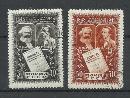 RUSSLAND RUSSIA 1948 Michel 1201 - 1202 O Karl Marx & Friedrich Engels - Karl Marx