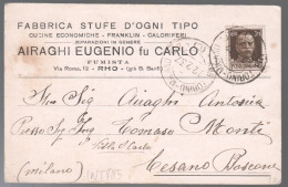 Delcampe - RHO (MILANO) - 1932 - CARTOLINA INTESTATA - AIRAGHI EUGENIO - CUCINE FRANKLIN CALORIFERI (INT785) - Rho