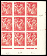 Delcampe - ** N°654d, 2f 40 Iris, Impression Recto-verso Non Dentelé En Bloc De Neuf Cdf. SUP. R.R. (signé Calves/certificat)  Qual - Nuovi